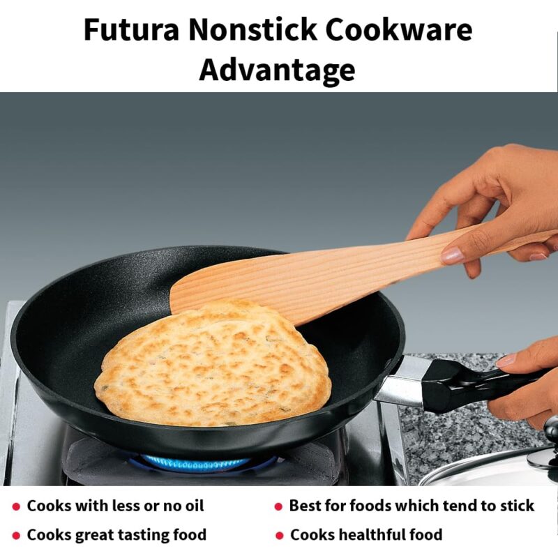 Hawkins Futura 24 cm Frying Pan, Non Stick Fry Pan with Glass Lid, Frypan, Black (NF24G) - Image 4