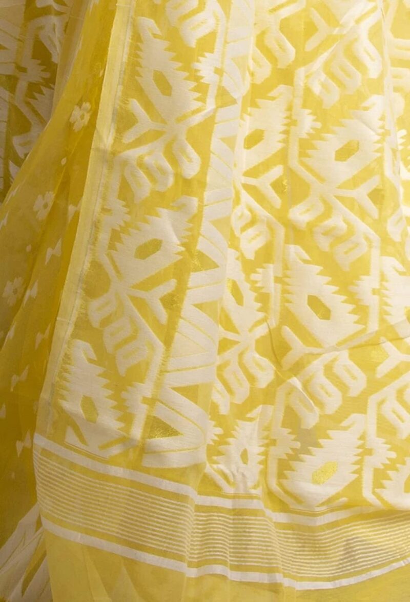Moumita's Saree Women's Traditional Bengal Cotton Silk Soft Jamdani Saree (Yollow), Yellow - Image 2