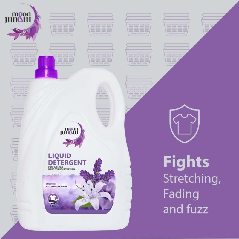 Moon & Mount liquid detergent, top load front load, detergent liquid for washing machine - balanced PH, Non-toxic 5+1L (Lavender) - Image 4