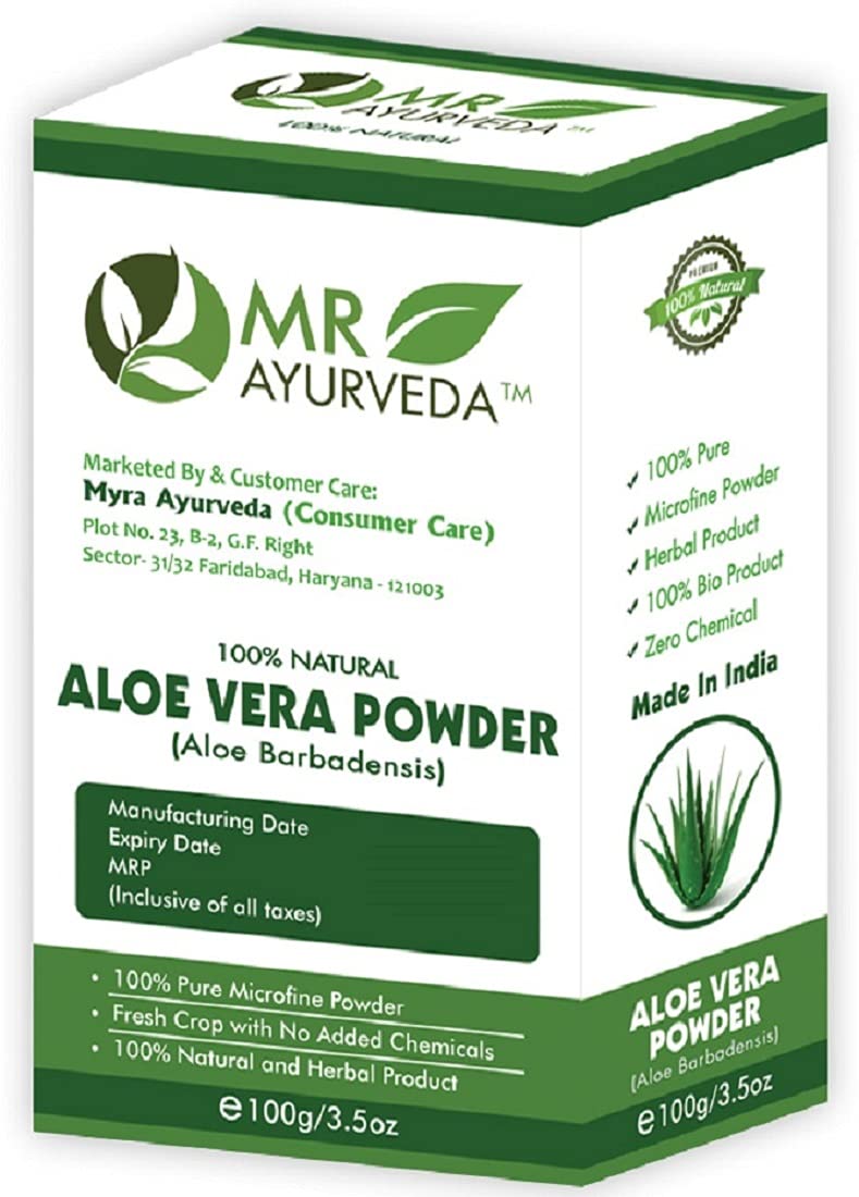 MR Ayurveda Aloe Vera Powder | Aloe Vera Powder Organic | Aloe Vera Powder for Face | Aloe Vera Powder for Skin | Aloe Vera Powder for Hair | No Added Chemicals - Set of 2 (200 Grams) - Image 2