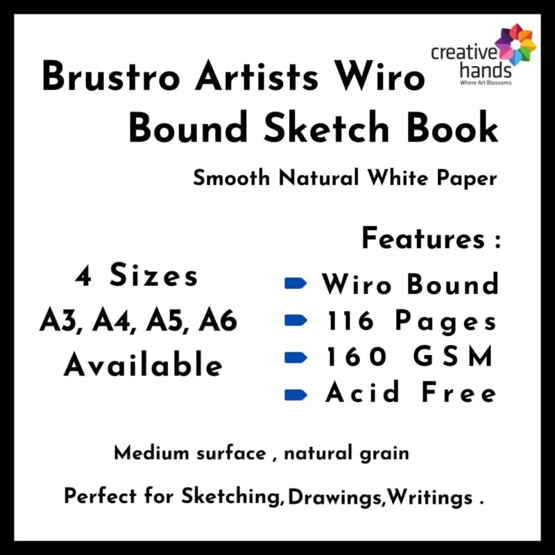 Brustro Artists Wiro Bound Sketchbook, A6 (Small 105 x 148 mm) Size, 116 Pages, 160 GSM (Acid Free) - Image 2