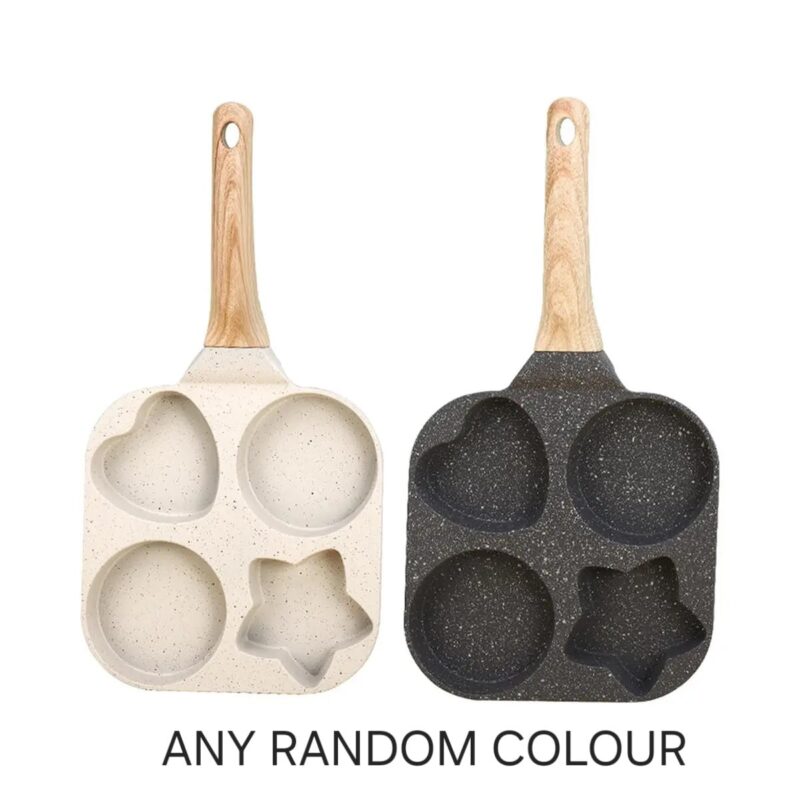 Husaini Mart | Egg Pan Non Stick Pancake Pan, 4-Cup Nonstick Egg Frying Pan, Granite Mini Egg Cooker Pan for Breakfast, Small Egg Skillet Suitable for Gas Stove & Induction Top (Multicoloured) - Image 4