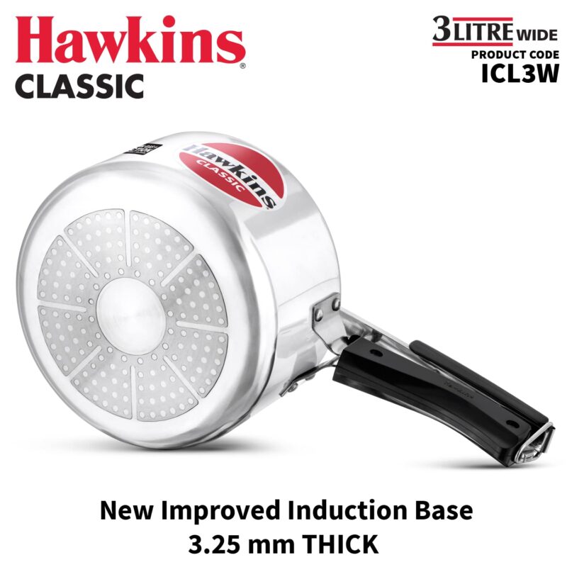 Hawkins Classic 3 Litre Inner Lid Aluminium Pressure Cooker, Induction Cooker, Wide Design Pan Cooker, Best Cooker, Silver (Icl3W), 3 Liter - Image 8