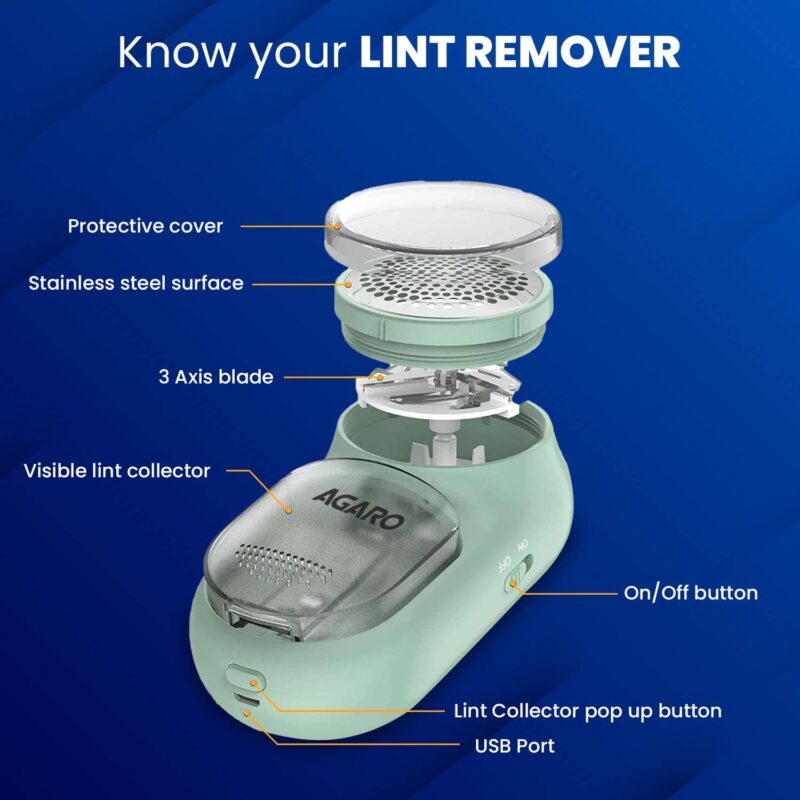 AGARO LR2007 Lint Remover, Fabric Brush, Rechargeable, for Woolen Sweaters, Clothes, Shirts, Jackets, Burr Remover, Pill Remover from Carpets, Curtains. - Image 5