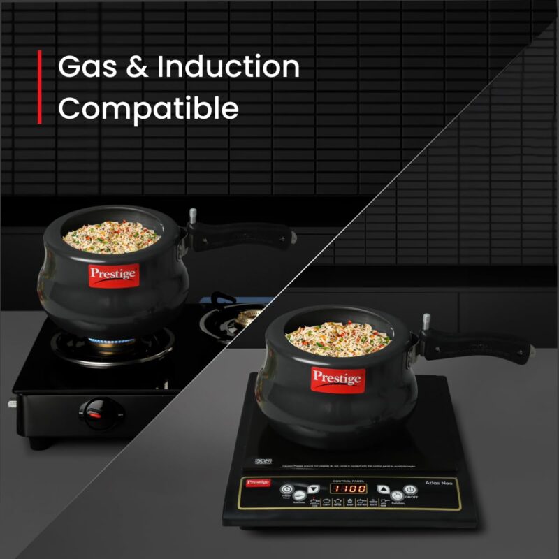 Prestige 3 Litres Nakshatra Plus Svachh Induction Base Inner Lid Hard Anodized Pressure Cooker | Black | Deep lid Spillage Control | Handi | Anti-Bulge Base | Sturdy Handle - Image 4