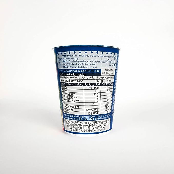 Blue Dragon Instant Cup Noodle - Thai Green Curry Cup Noodle | Easy to Making | Vegetarian Food | No Preservative & Artificial colors | Instant Cup Noodle - 63gm - Image 2