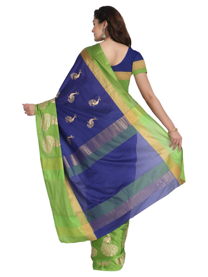 Leriya Fashion Women's Soft Cotton Silk Foli Work (jari Work) Saree with Belt(Free Size) (Blue) - Image 7