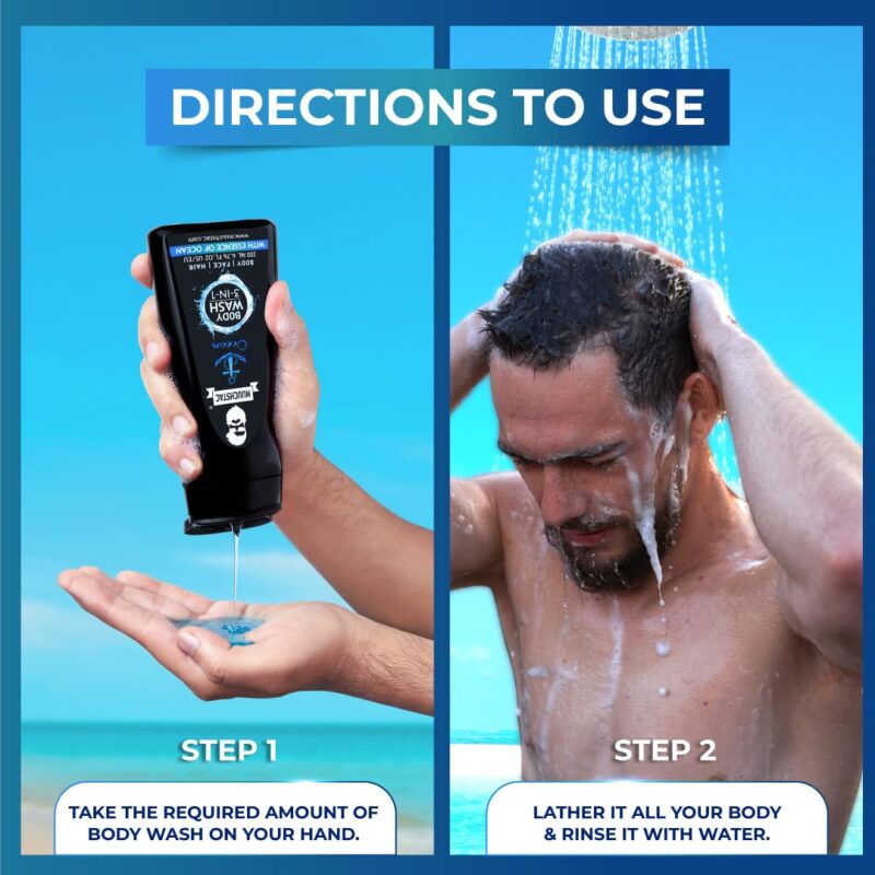 Muuchstac Ocean 3-in-1 Body Wash for Men | Clear Skin, Controls Sweat, Fights Body Acne & Bad Odour, Shower Gel for Long-Lasting Fresh | 200 ml - Image 7