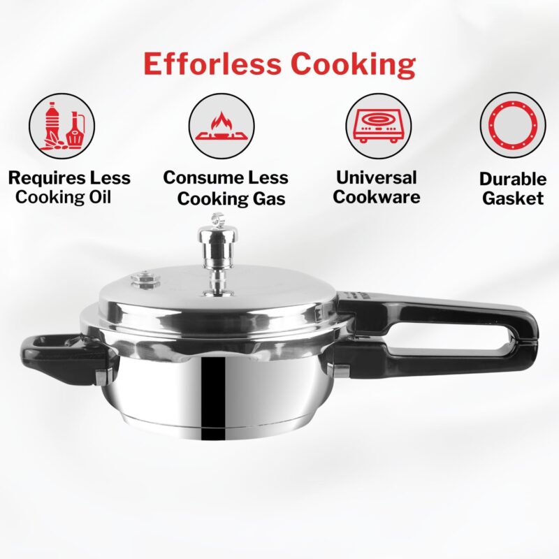 Vinod 18/8 Stainless Steel Pressure Cooker Outer Lid 3 Litre | Unique Sandwich Bottom Cooker | Induction and Gas Base | ISI and CE certified | 2 Years Warranty - Image 7