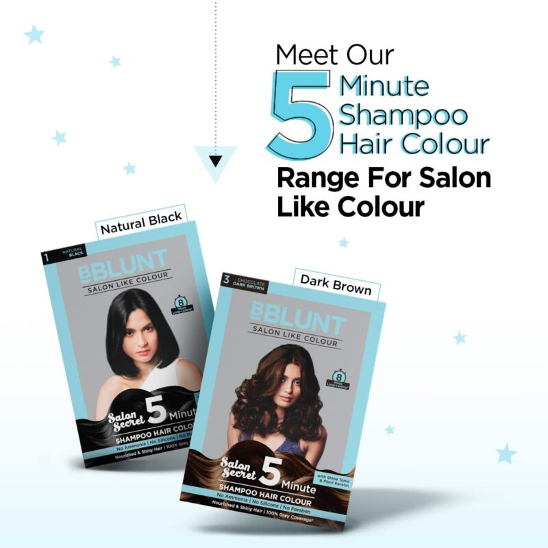 BBLUNT Chocolate Dark Brown 5 Minute Shampoo Hair Colour for 100% Grey Coverage - 20ml X 5 - Image 3