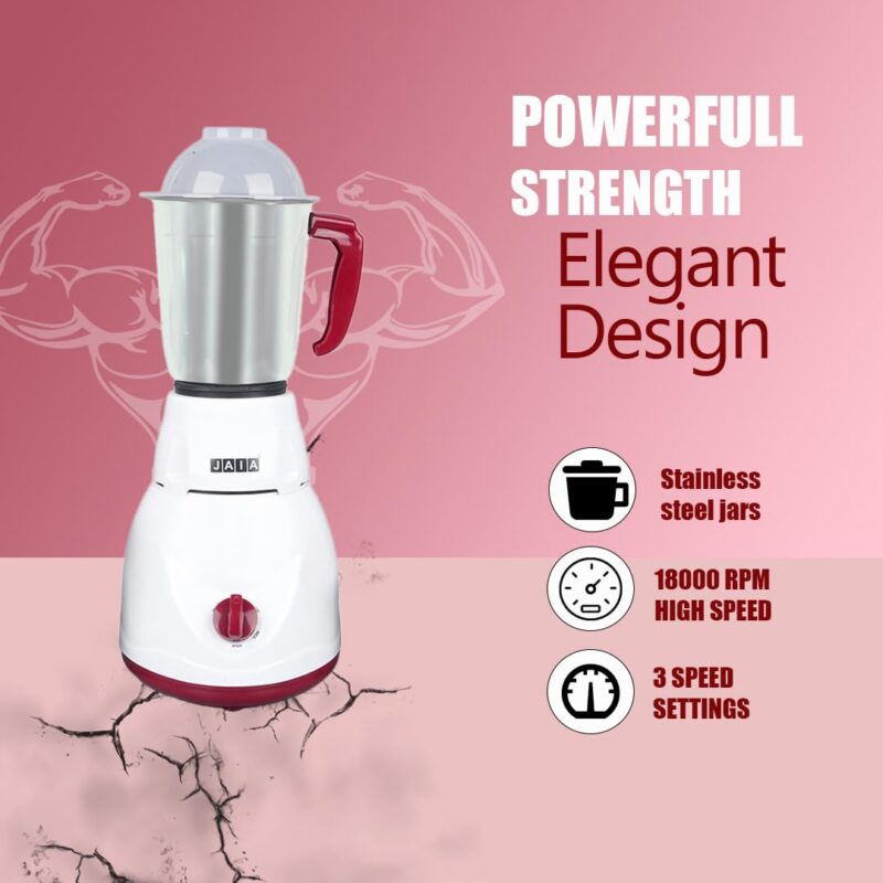 Jaia Fusion Mixer Grinder 500 Watt With 1000 Watt Dry Iron Non-Stick Plate 1 Year Warranty - Image 7