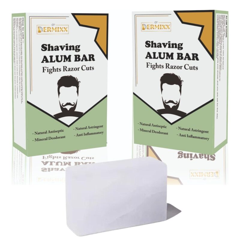 DERMIXX Alum Stone With Case-Fitkari Stone After Shave, Pure & Natural Alum Bar For Underarm Roll On Women, Travel Essentials For Men, Chemical Free Fitkari Alum Stone, Travel Soap, 100 Gm