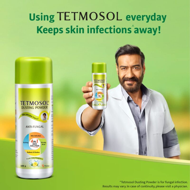 Tetmosol Anti-fungal Dusting Powder - for daily use - fights skin infections, prickly heat, itching - Pack of 2 (2x100gms) - Image 5
