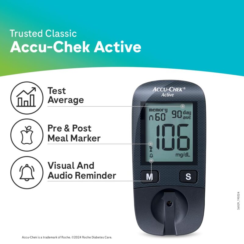 Accu-Chek Active Blood Glucose Glucometer Kit with Vial of 10 Strips, 10 Lancets and a Lancing device FREE - Image 6