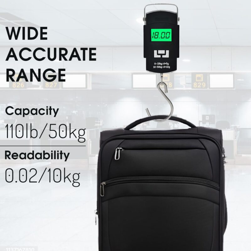 Aliston Electronic Portable Fishing Hook Type Digital LED Screen Luggage Weighing Scale, 50 kg/110 Lb (Black) - Image 3