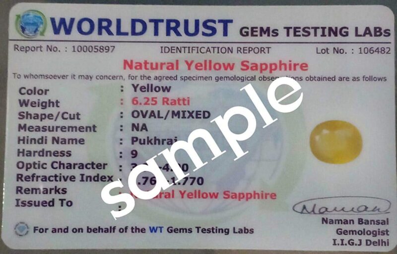 Kirti Sales GEMS 7.25 Ratti / 6.50 Carat Unheated Untreated Ceylon Yellow Sapphire Pukhraj Stone Original Certified Natural Gemstone AAA+ Quality - Image 4