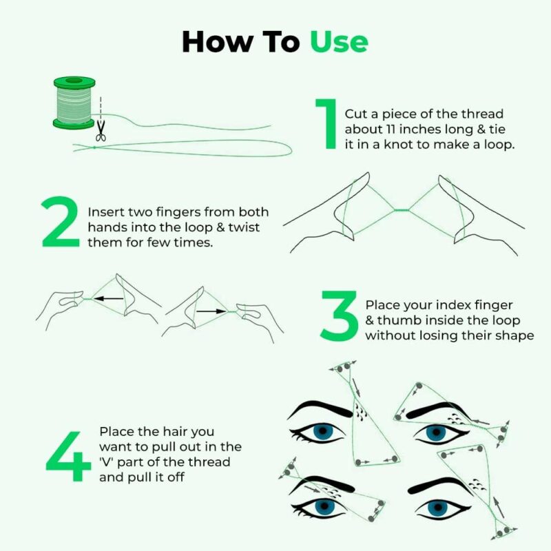 Organic Cotton Eyebrow Threading Thread Tool for Women - 2 Spools x 300 Meters Thread for Eyebrows Threading - Upperlips Shaping - Forehead Chin Hair Removal Thread - Salon Spa Home by Zibell - Image 3