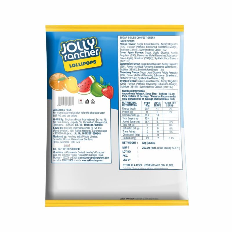 HERSHEY'S Jolly Rancher Lollipops 525gm Pouch, Mango - Image 6