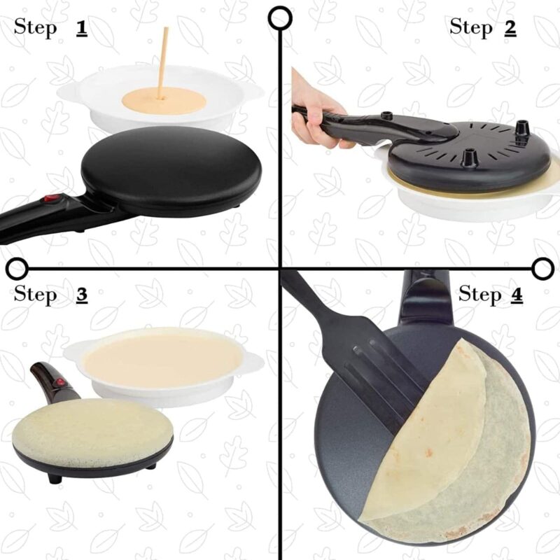 Ameedarshan Electric Crepe Maker Dosa Maker Auto Power Off|Portable Crepe Maker With Non-Stick Dipping Plate And Egg Whisk|Easy To Use For Pancakes,Chapati,Chilla,Dosa,Egg Beater ,Black,600W - Image 6