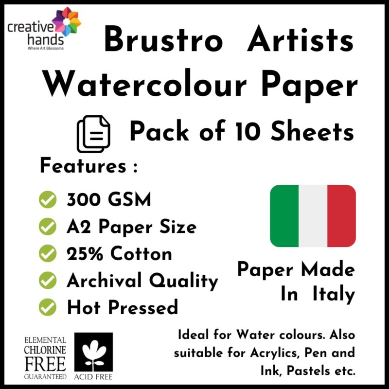 Brustro Artists' WC paper 25% cotton HP 300 Gsm A2 (10 Sheets) - Image 2