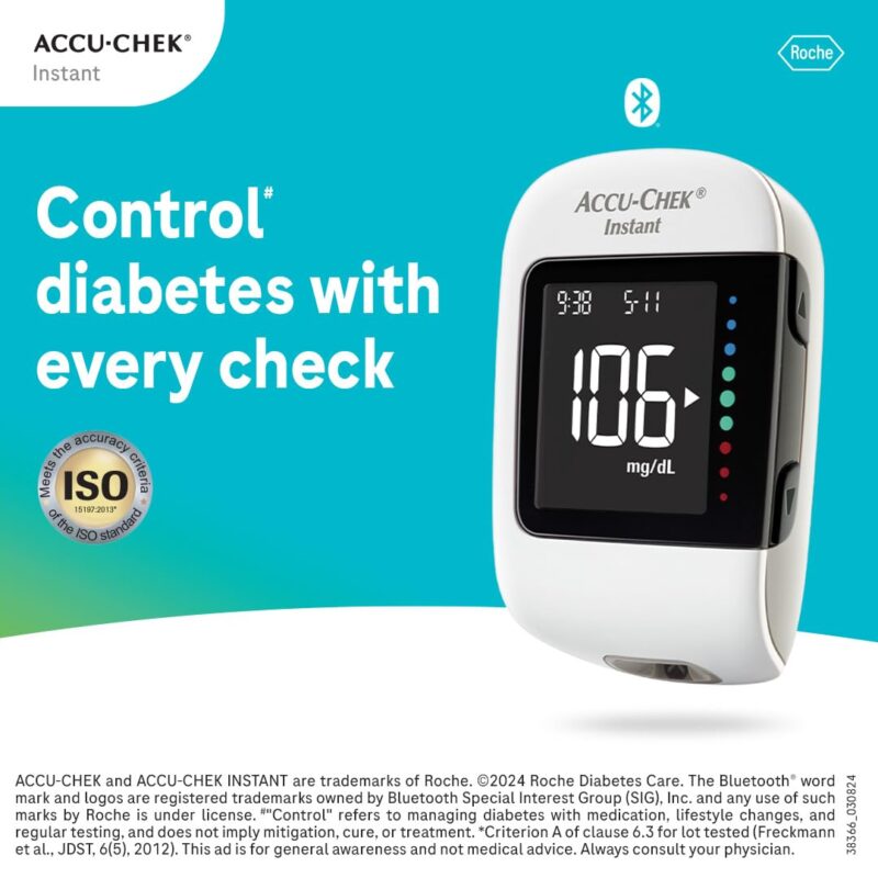 Accu-Chek Instant Blood Glucose Glucometer (with Bluetooth) with Vial of 10 Strips, 10 Lancets and a Lancing Device FREE for Accurate Blood Sugar Testing - Image 7