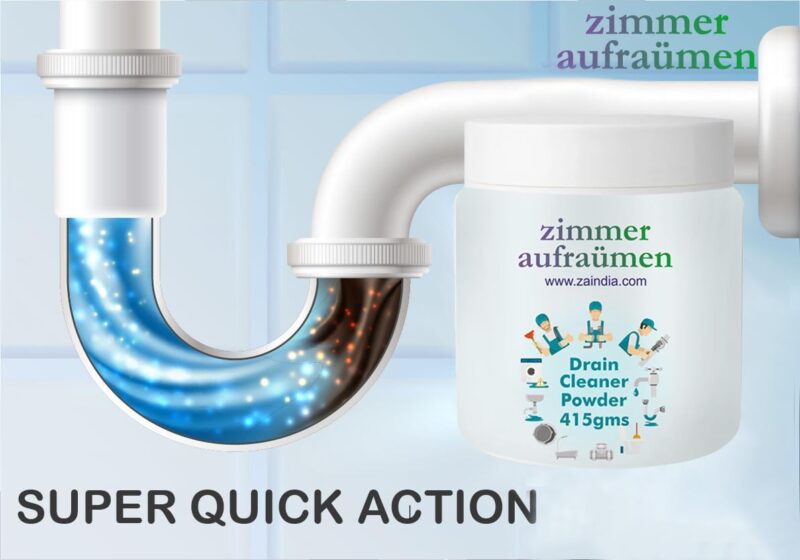 Zimmer Aufraumen 450gms Heavy Duty Drain Cleaner & Blockage Opener Powder. Opens Clogs. Dissolves Hair, Accumulated Soap Scum & Dirt. Biodegradable. Economical. - Image 3