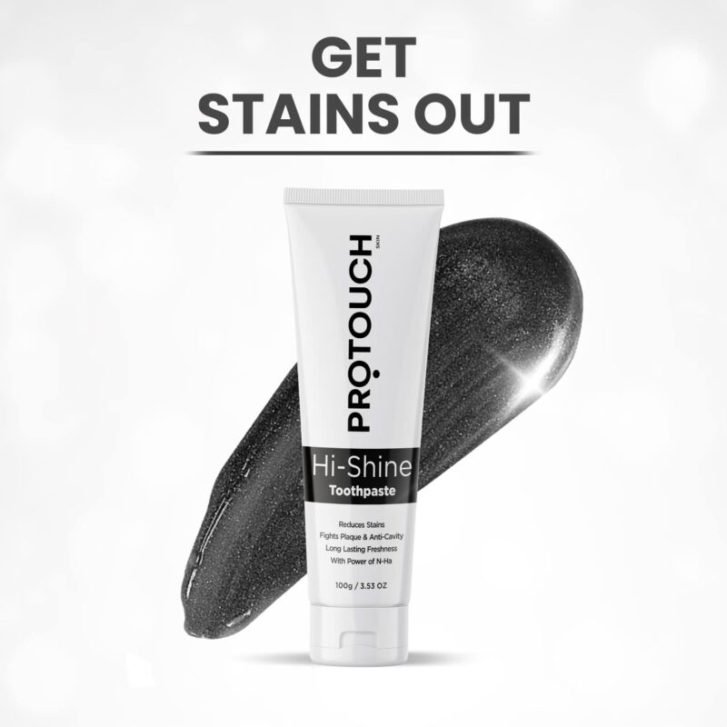 PROTOUCH Hi Shine Toothpaste | Teeth Whitening, Cavity Prevention and Superior Cleaning | With Charcoal | SLS & Fluoride Free Toothpaste with N-HA for teeth remineralization & Active Cleaning - Image 4