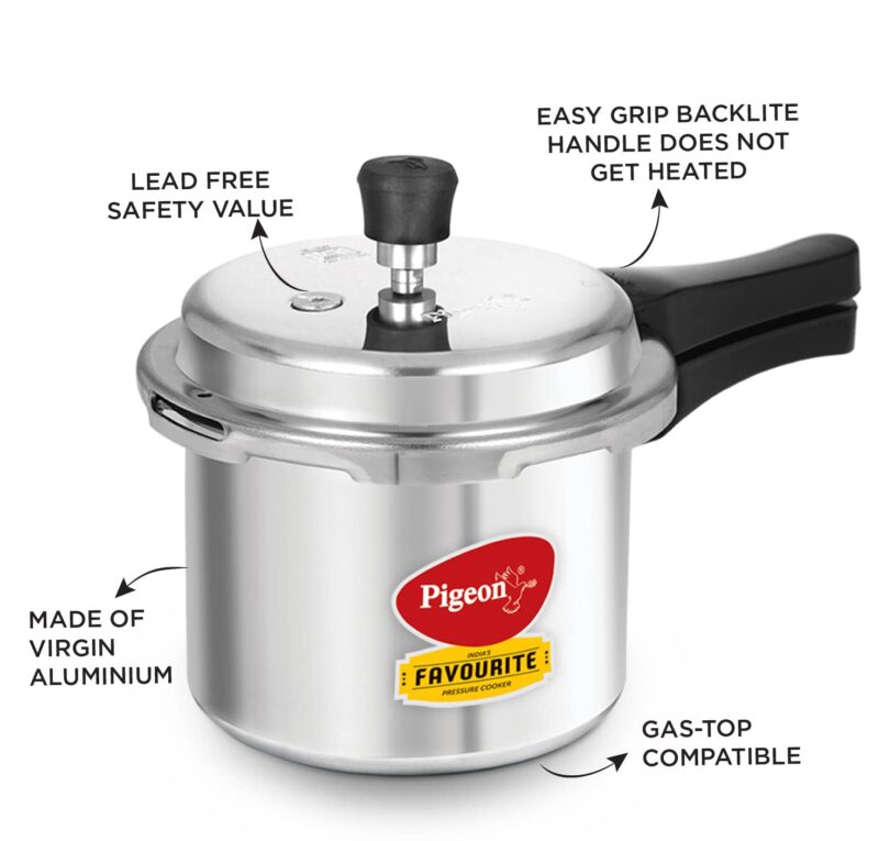 Pigeon by Stovekraft Favourite Outer Lid Non Induction Aluminium Pressure Cooker, 3 Litres, Silver - Image 6