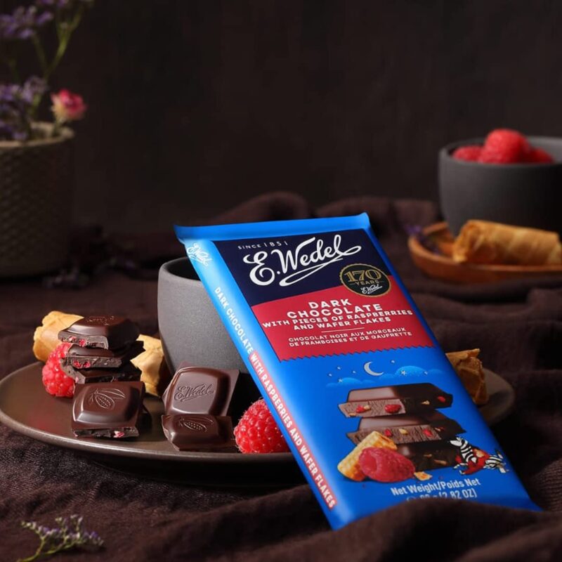 5x Wedel Dark Choc With Raspberry & Wafers Bar 80G  each - Pack of 5 - Image 2