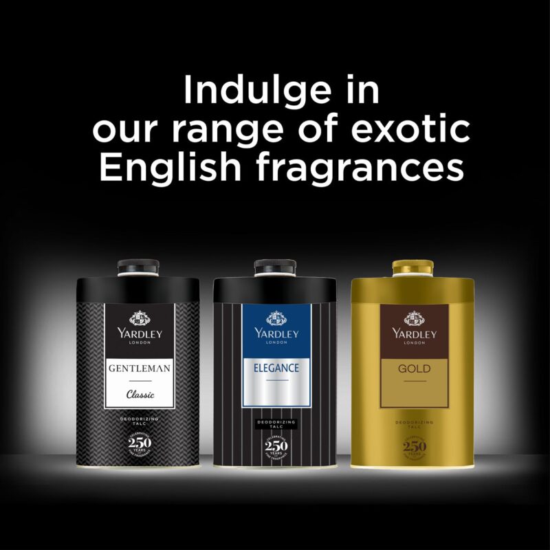 4x Yardley London Gold Deodorizing Talc| Fresh Woody Scent| Masculine Fragrance| Body Talc for Men| 250g - Pack of 4 - Image 2