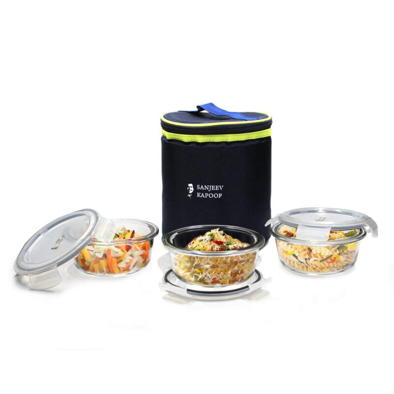 Boston Round Glass Lunch Boxes With Insulated Bag 400ml - Set Of 3 Pcs - Image 2