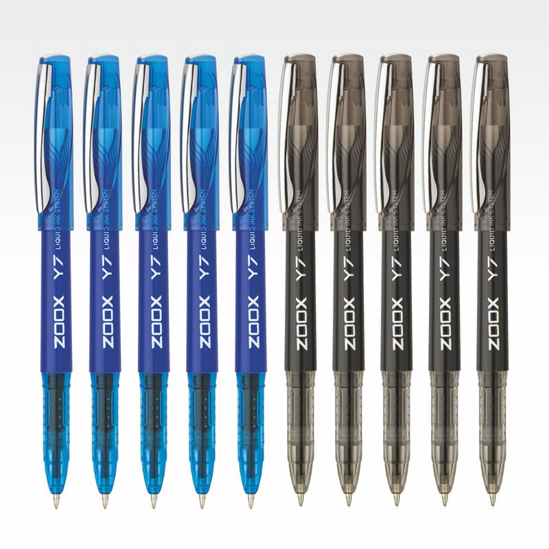 Flair Zoox Y7 Ball Pen Combo Pack, 5 Pcs Blue Ink & 5 Pcs Black Ink Ball Pen