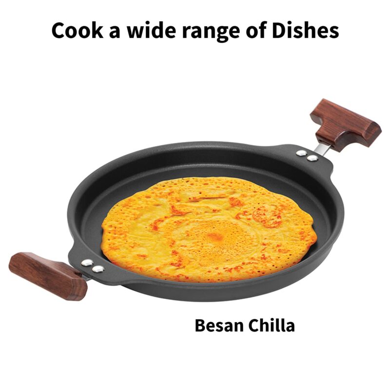 Hawkins Futura 24 cm Uttapam Pan, Pancake Tava, Non Stick Uttapa Tawa, Pancake Pan, Snack Maker, Black (NUP24G) - Image 6