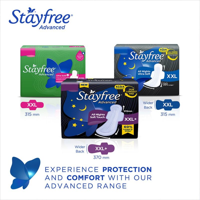 Stayfree Advanced XXL+ Ultra Thin Sanitary Pads for Women | 16 Soft Cotton Pads for All Night Ultra Comfort | Absorbs 2x More with Wider Back | Prevent Rashes | Odour Control - Image 2