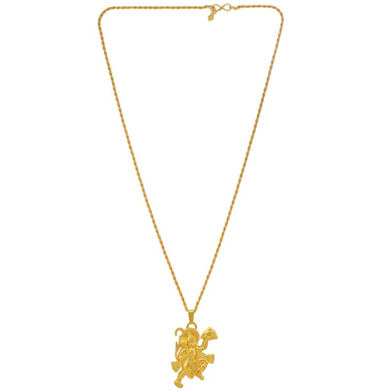 Memoir Gold plated flying Bajrang Bali Hanuman pendant Hindu God temple jewelery Women - Image 6