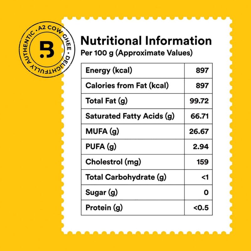 Barosi Premium A2 Cow Ghee 500 millilitre | A2 Danedar Desi Ghee | Churned from Curd with Bilona Method | Pure & Aromatic | Organic, Farm Made in Small Batches | Glass Jar Packing - Image 3