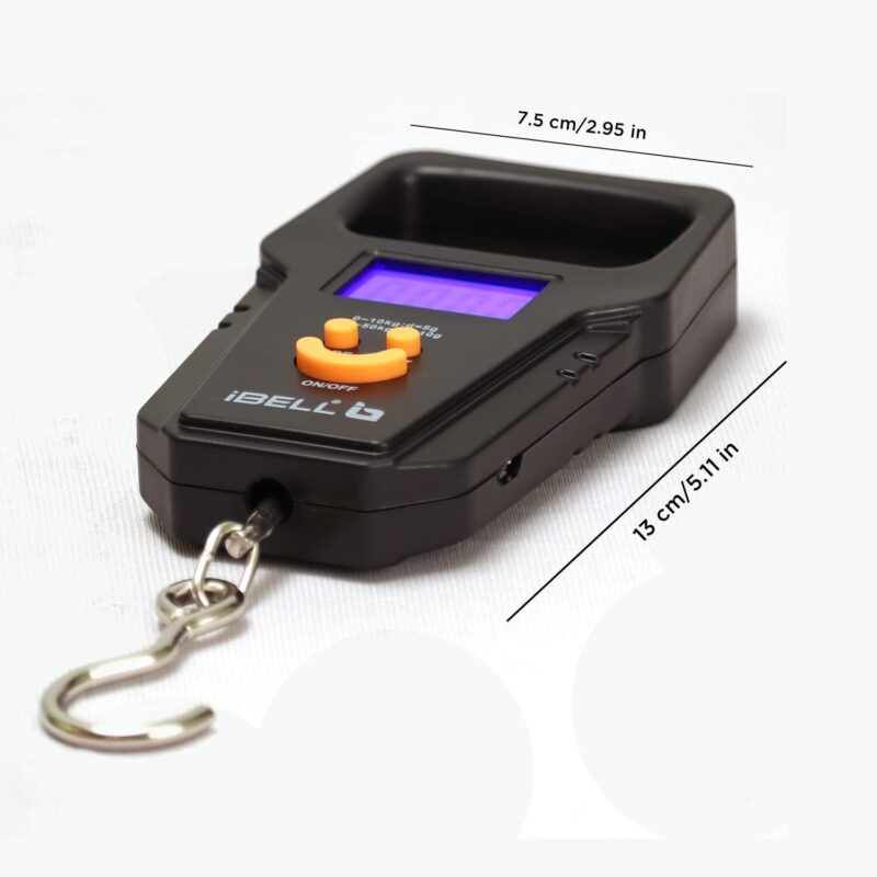 iBELL Rechargeable Weight Machine For Luggage Weighing Scale, Portable, 50 KG, Hook Type with Digital LED Screen & Tare Function, LS510RM (Black) - Image 2