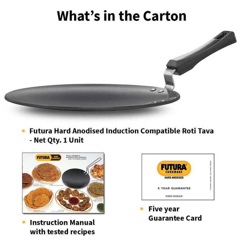 Hawkins Futura 28 cm Roti Tava, Hard Anodised Tawa, Induction Tawa, Black (IART28) - Image 2