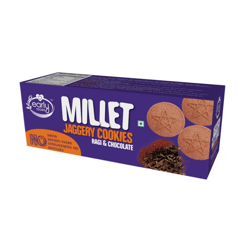 Early Foods Ragi Choco Jaggery Cookies - Kids Snack, 130 g