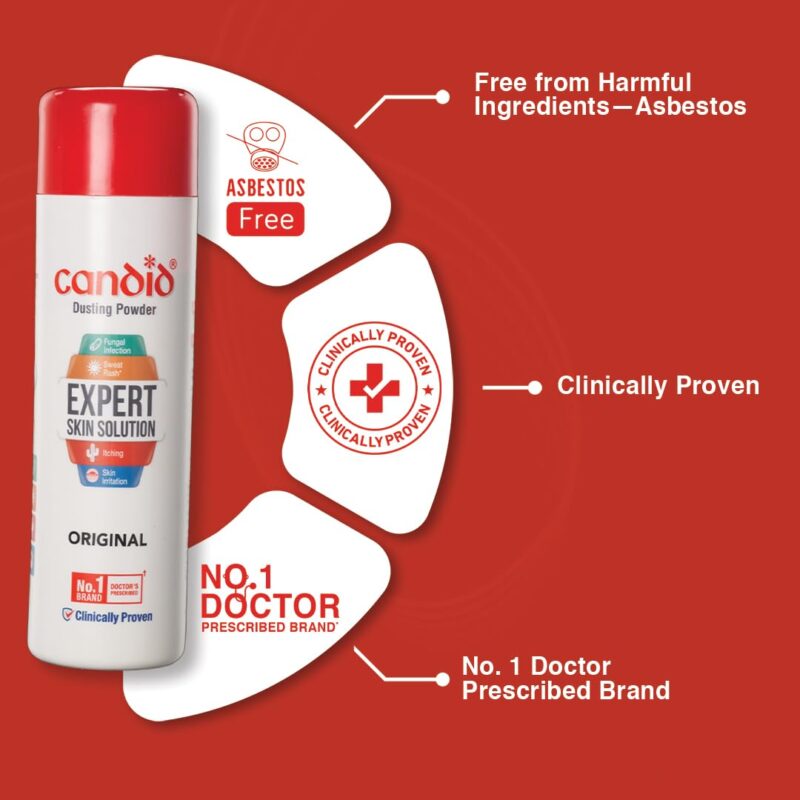 Candid Dusting Powder | Expert Skin Solution |Doctor's Prescribed No.1 Brand | Prevents Sweat Rash, Itching, Fungal Infection & Skin Irritation | Anti-fungal Powder | Clotrimazole | 250g | Pack of 3 - Image 4
