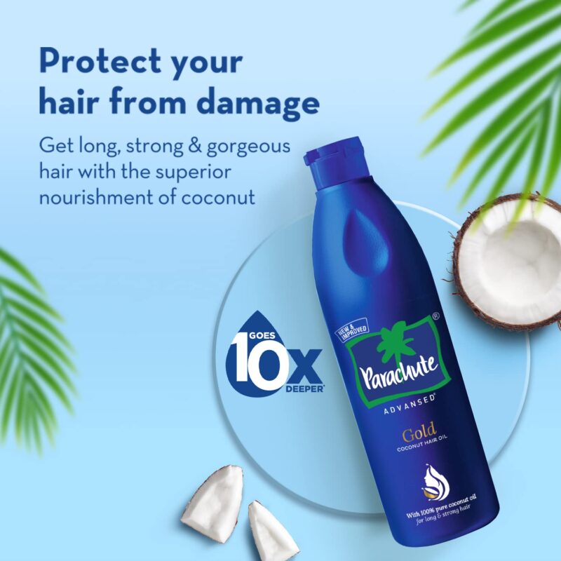 Parachute Advansed Gold Coconut Hair Oil, Pure Coconut Oil, Vitamin E for Long, Strong & Gorgeous Hair, 400 ml - Image 2