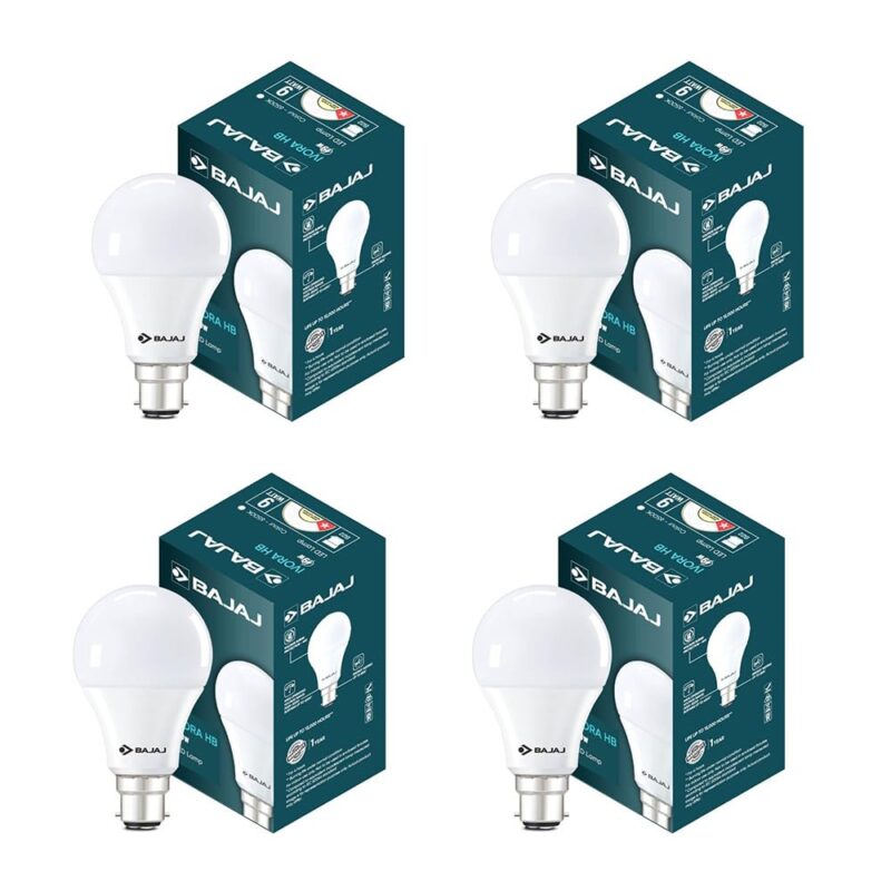 Bajaj Ivora Hb Led Lamp 9W Cdl Cool Daylight B22D|Energy Efficient|Environment Friendly|Ir,Uv Free|3.5 Kv Surge Protection|Led Bulb For Home|(Pack Of 4)|1 Yr Warranty
