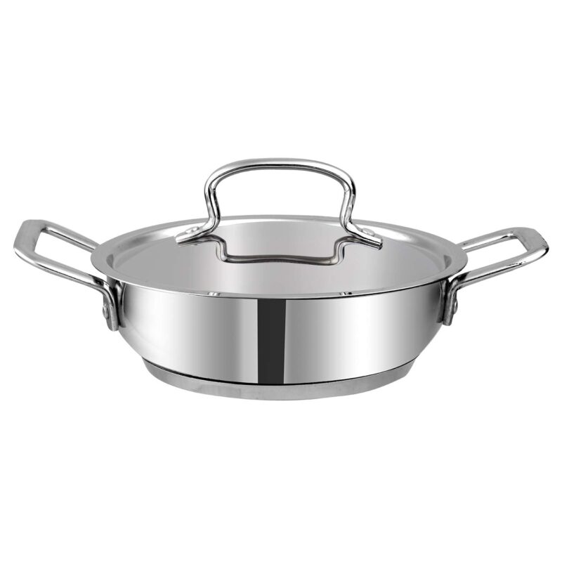 Vinod Cookware Classic Deluxe Stainless Steel Induction Friendly 4 Pcs. Set (16cm Saucepan with Lid, 18cm Sauce Pot with Lid, 20cm Kadai with Lid, 20cm Fry Pan Without Lid) - Image 4