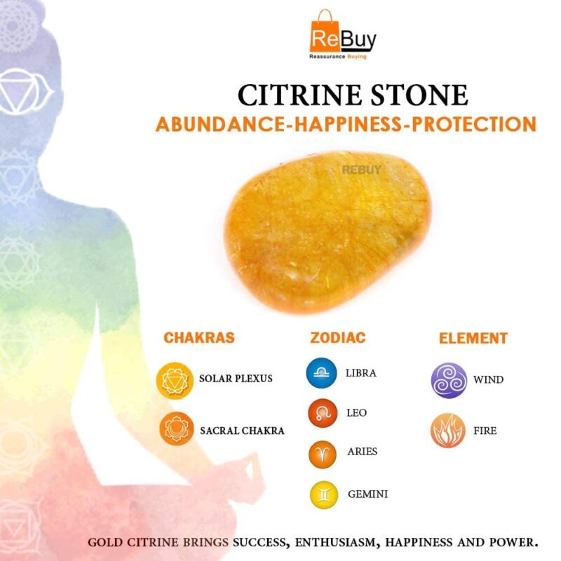 REBUY Yellow Natural Citrine Tumble Stone for Reiki Healing and Crystal Healing Tumble Stones For Wealth, Prosperity, Money, Success, Manifestation ,Chakra Balancing,Protection And Meditation - 1 Piece - Image 3