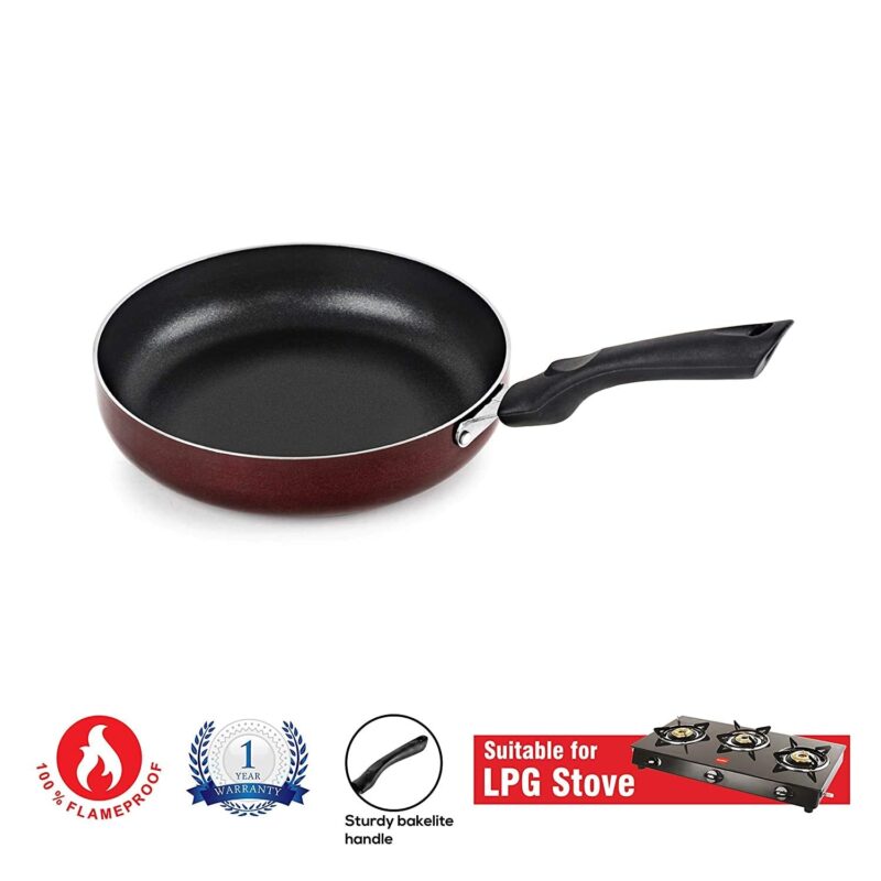 Cello Non Stick Induction Base Frying Pan/Tapper Pan, 220 mm, Cherry,Aluminium - Image 2