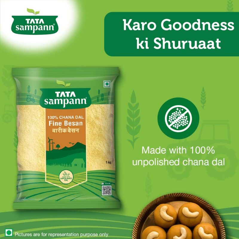 Tata Sampann 100% Chana Dal Fine Besan, Gram Flour, 1 Kg - Image 7