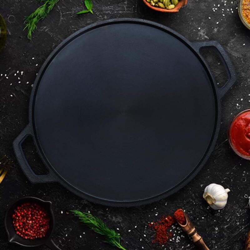 IRONHOME Premium 12 inches Cast Iron Dosa Tawa for Perfectly Crispy Dosas | Pre-Seasoned Big Size Dosa Tawa Cast Iron | Durable and Versatile Cast Iron Tawa | Traditional Cast Iron Dosa Tawa - Image 2