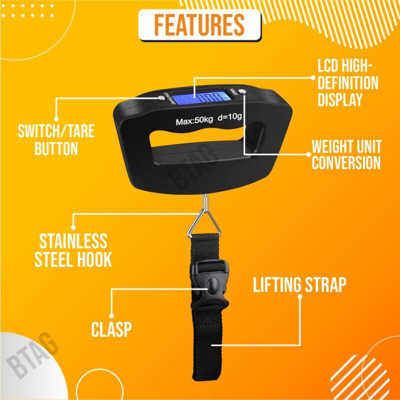 Btag Electronic Portable Digital LED Screen Luggage Weighing Scale, 50 kg/110 Lb For Multi-Purpose Use. Pack of 1 (A09) - Image 5