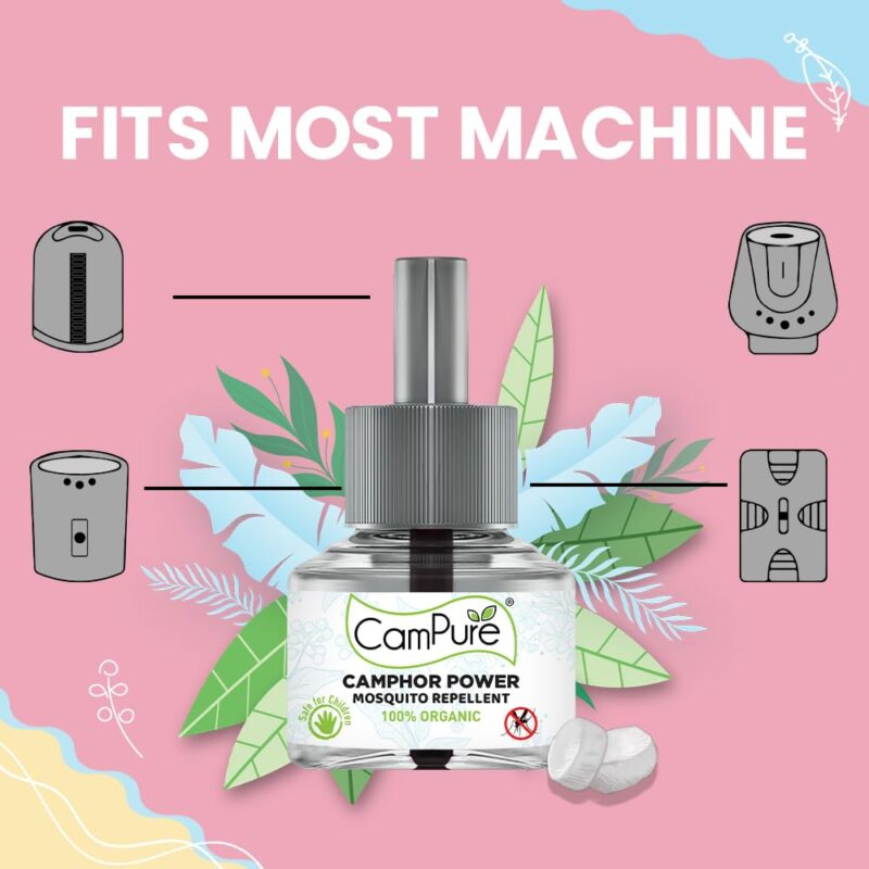 MANGALAM Campure Camphor Mosquito Repellent (Refill Pack) Pack of 3-100% Organic | Repels Mosquitoes | Safe for Pets, Children & Pregnant Woman | Fits Most Machines| Non Toxic | No Side Effects,Liquid - Image 4