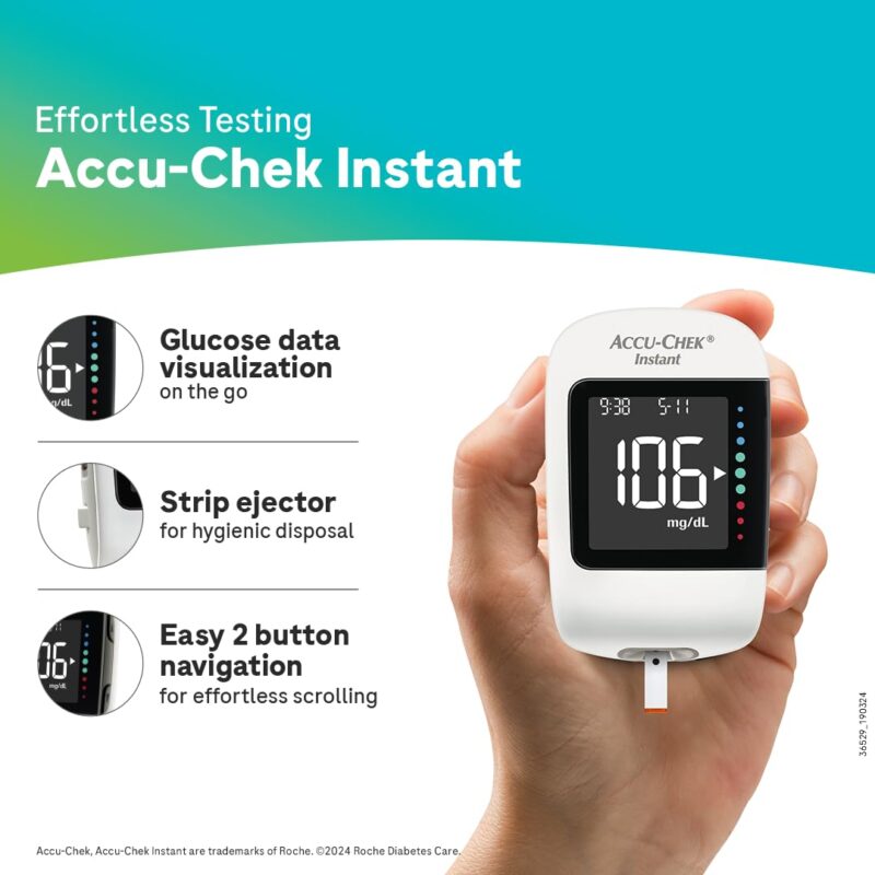 Accu-Chek Instant Blood Glucose Glucometer Kit with Vial of 10 Strips, 10 Lancets and a Lancing device FREE - Image 7